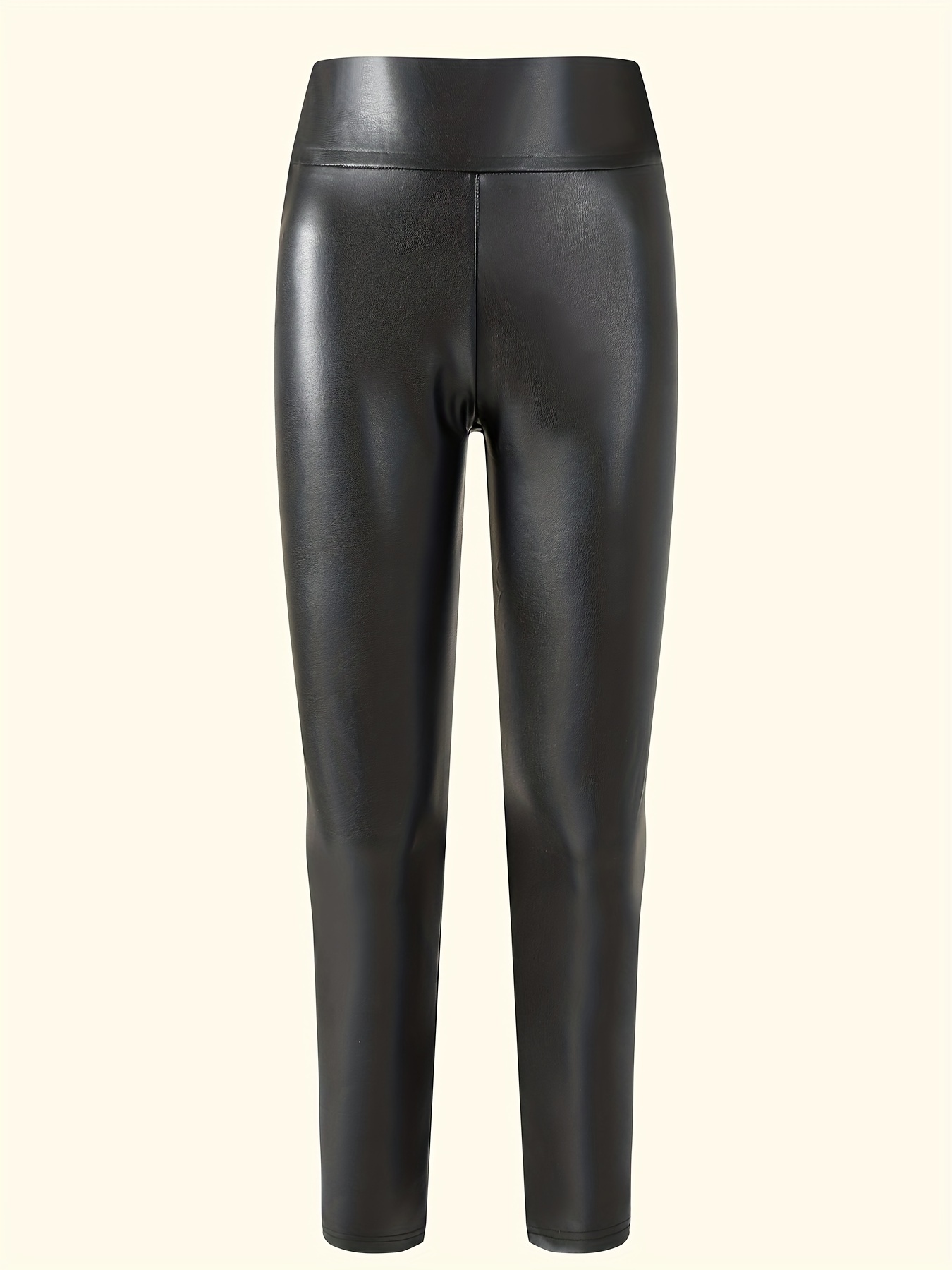 Straight Faux Leather Leggings Pants Y2k Front Zip High - Temu