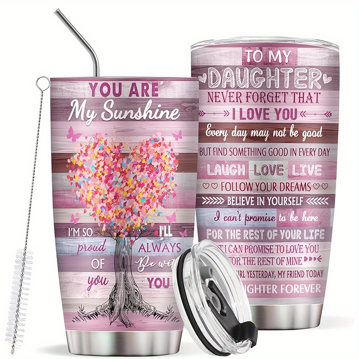Vprintes Mom Gifts from Daughters - 20oz Stainless Steel Insulated Ros