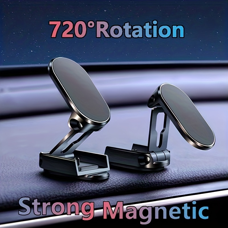 Soporte magnético de teléfono móvil para coche, soporte plegable de 720 °,  de aleación, con imán fuerte, universal - AliExpress