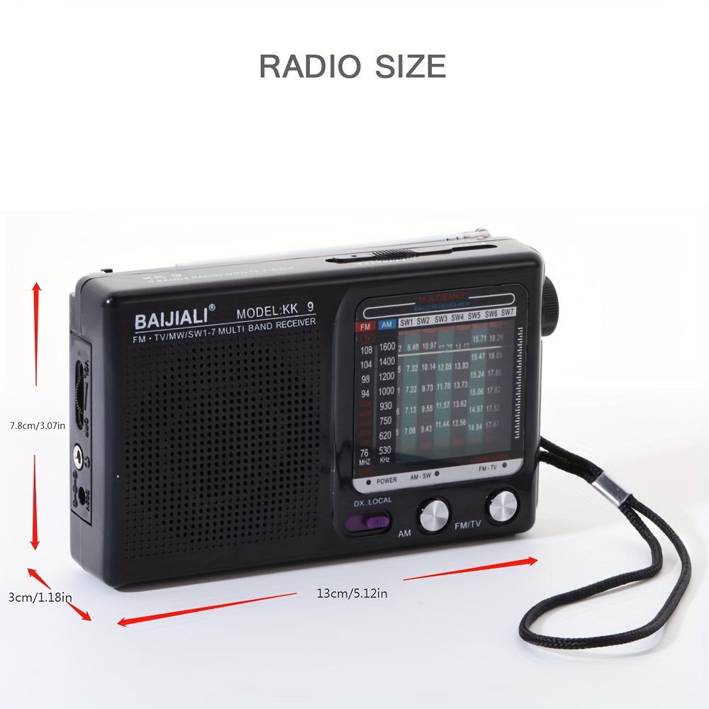 Rádio Portátil AM FM SW1-7, Rádio Transistor Com Alto-falante, Entrada Para Fone De Ouvido, Rádio Operado Por Bateria 2AA, Rádio De Bolso Para Uso Interno, Externo E De Emergência KK-9