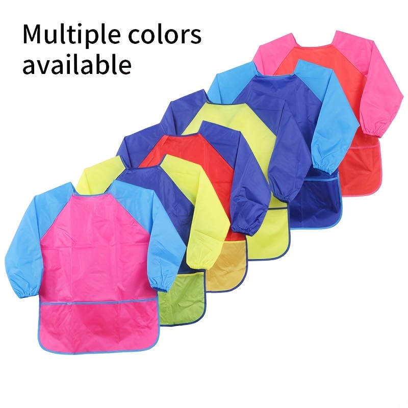Paint Apron For Kids Long Sleeve Polyester Painting Smocks Adjustable  Waterproof Comfortable Kids Smocks With Big Pocket For