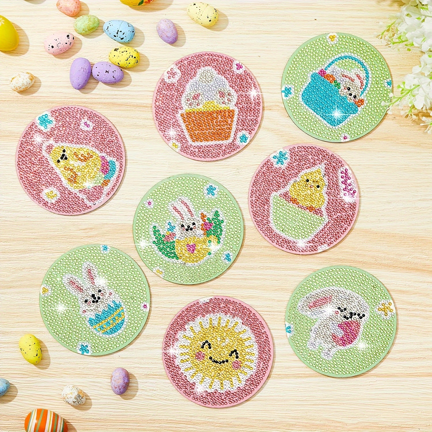 Artificial Diamond Painting Coasters Kit Easter Eggs Diy - Temu