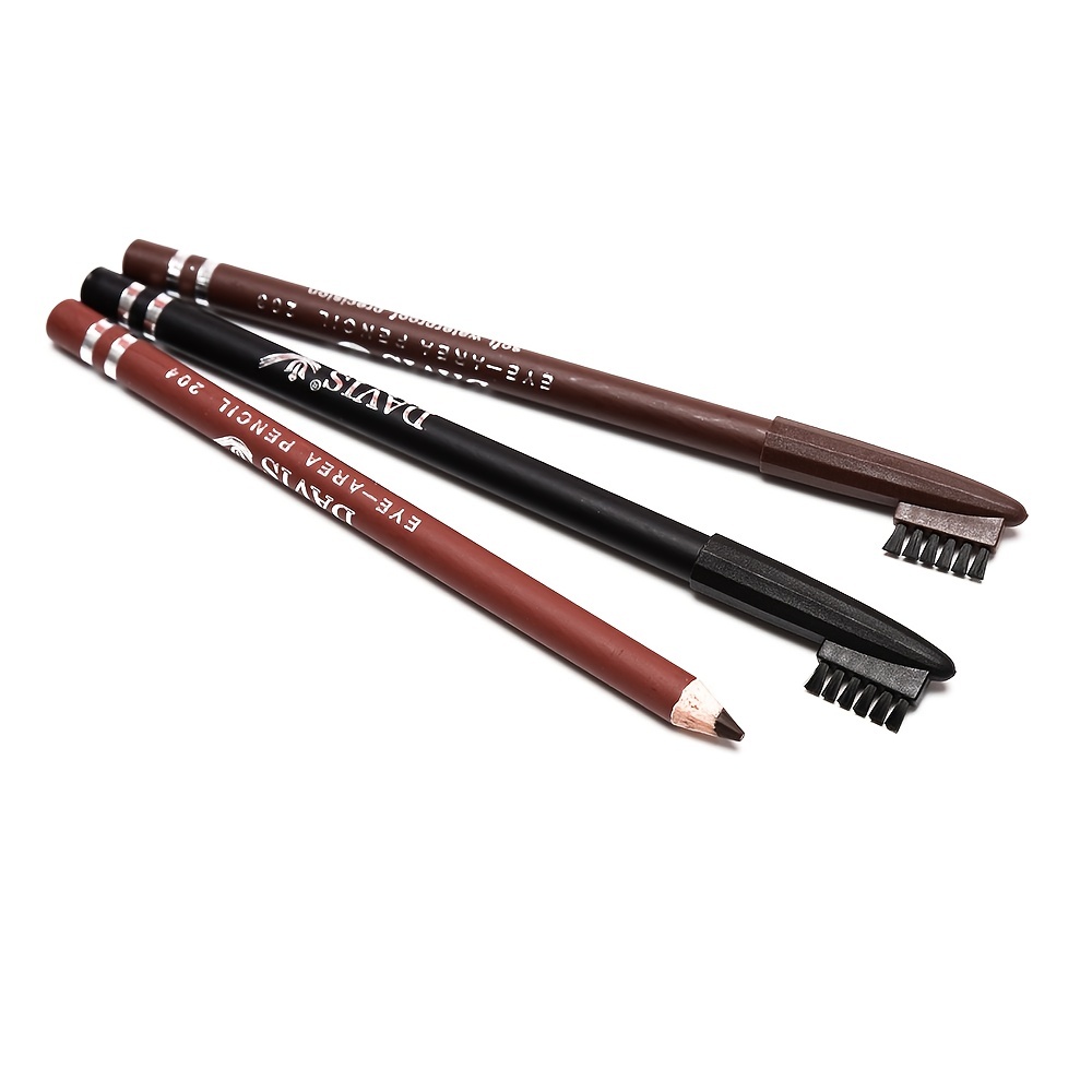 Short Wooden Rod Eyebrow Pencil With Eyebrow Comb Eyeliner Pen