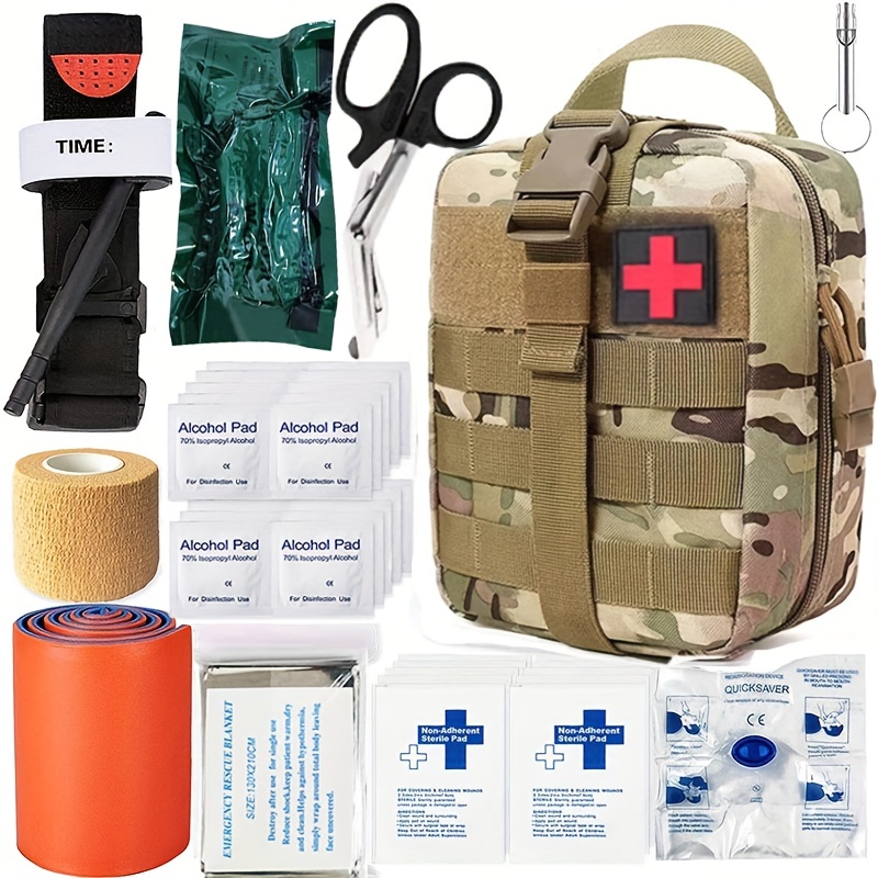 Kit De Supervivencia De Emergencia Y Kit De Primeros Auxilios, 142 Piezas  De Equipo Y Equipo De Supervivencia Profesional Con Bolsa, Para Hombres Acam
