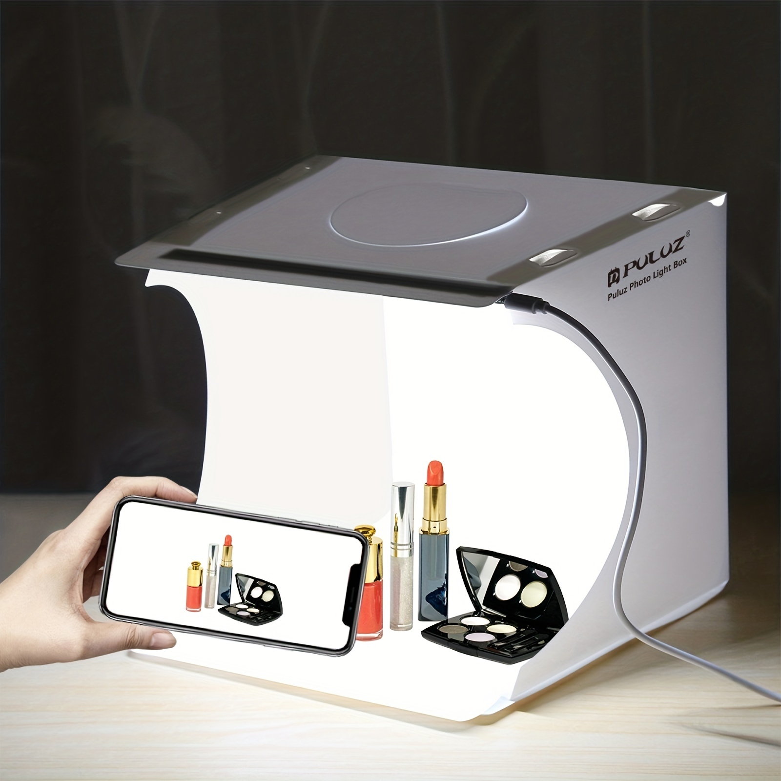 20cm 7 87inch folding portable 550lm light photo lighting studio shooting tent box kit with 2 colors backdrops black white unfold size 24 x 23 x 23cm 9 44 x 9 x 9inch details 7