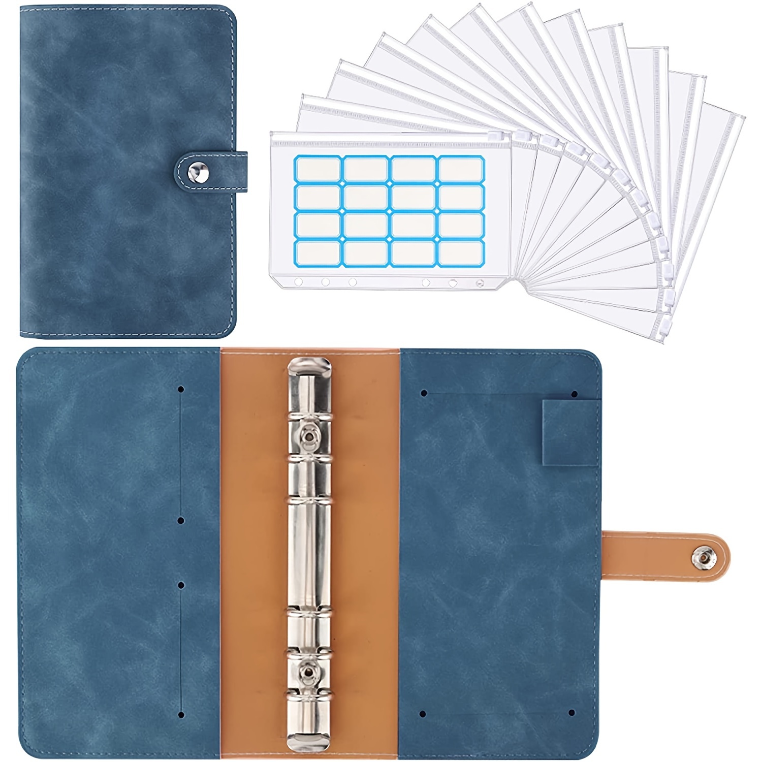 Complete Kit A6 Check Design Binder With Stickers and 6 Zip 