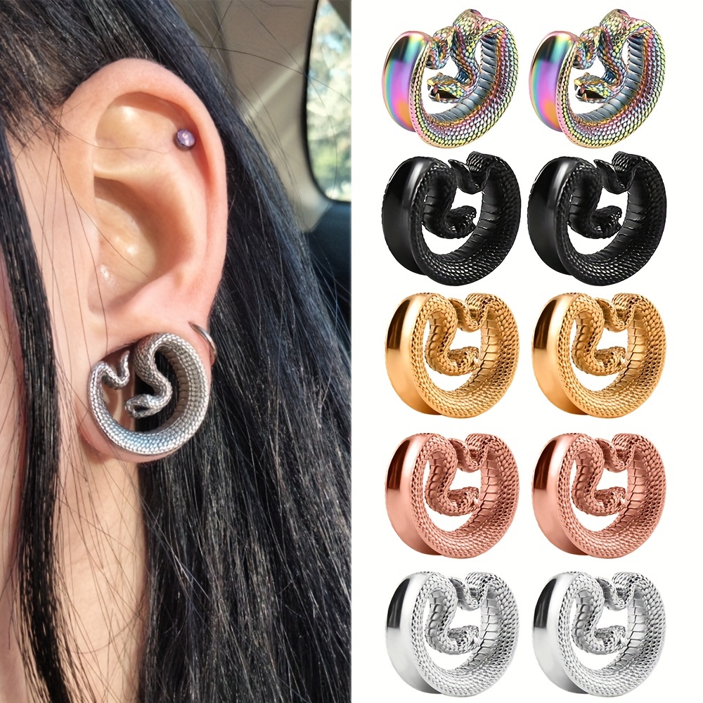 Snake Shaped Saddle Ear Expanders for Body Piercing