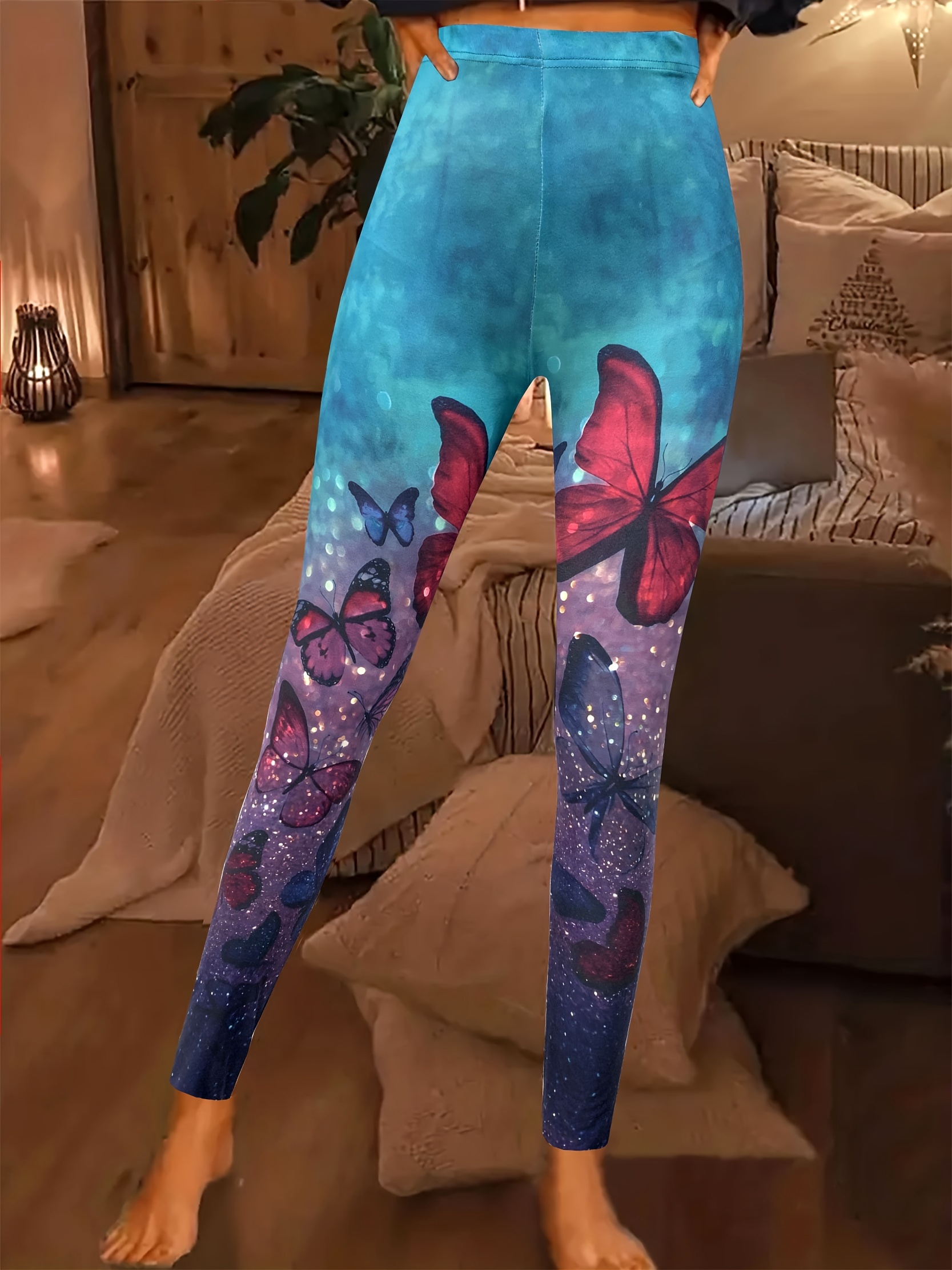 Fashion Women Butterfly Printing Leggings Women Yoga Pants Leggings