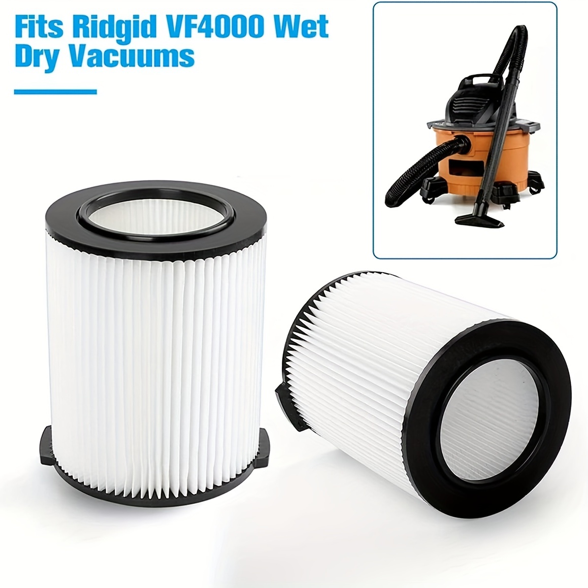 Vf4000 Filters for Suitable for Standard Wet/Dry Vacuum, White