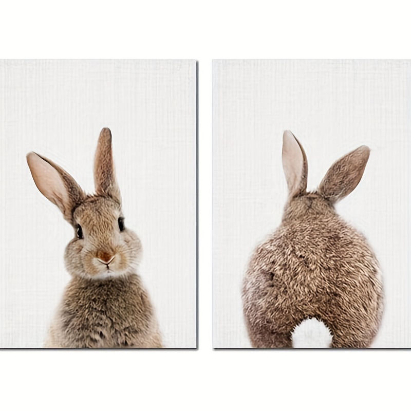

2pcs Animal Nursery Wall Art Painting Brown Rabbit Canvas Poster Nordic Posters And Prints Wall Room Decoration Valentine's Day Canvas Wall Art No Framed