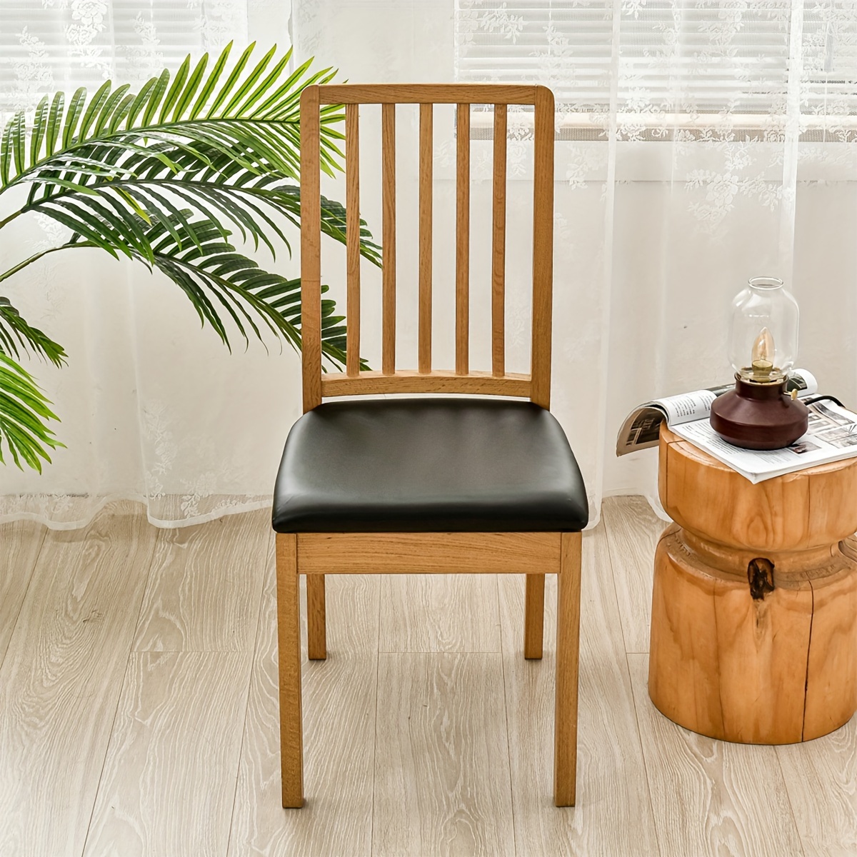 4pcs Chair Seat Cover Waterproof Chair Slipcover PU Leather Chair Seat Cover Chair Protector Cover Removable Wedding Banquet Square Chair Cover For Dining Room Kitchen Home Decor