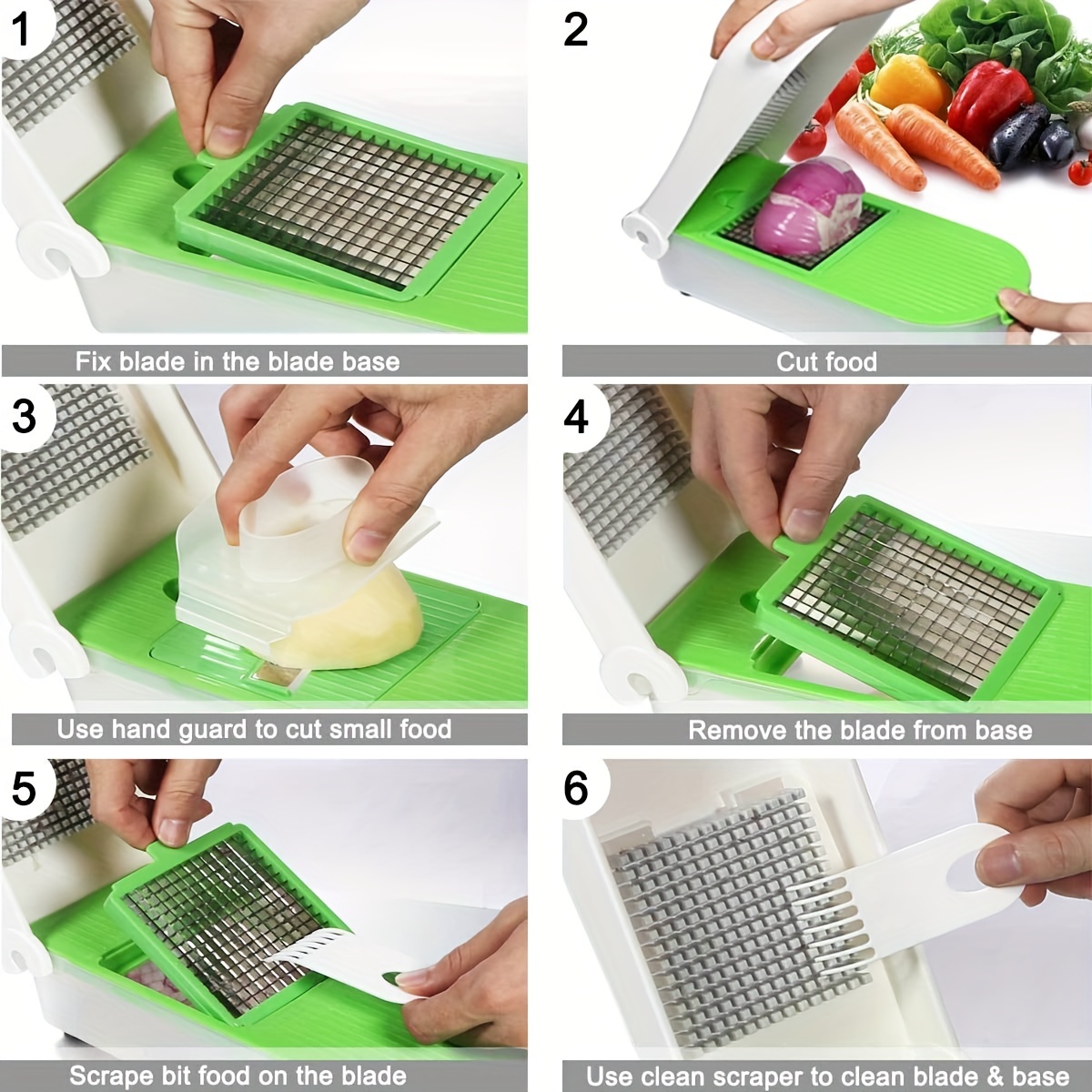 LHS - Picador de verduras multifuncional, para ensaladas, cortador de  cebolla, papas, rallador de queso, con recipiente, 5 cuchillas (verde)
