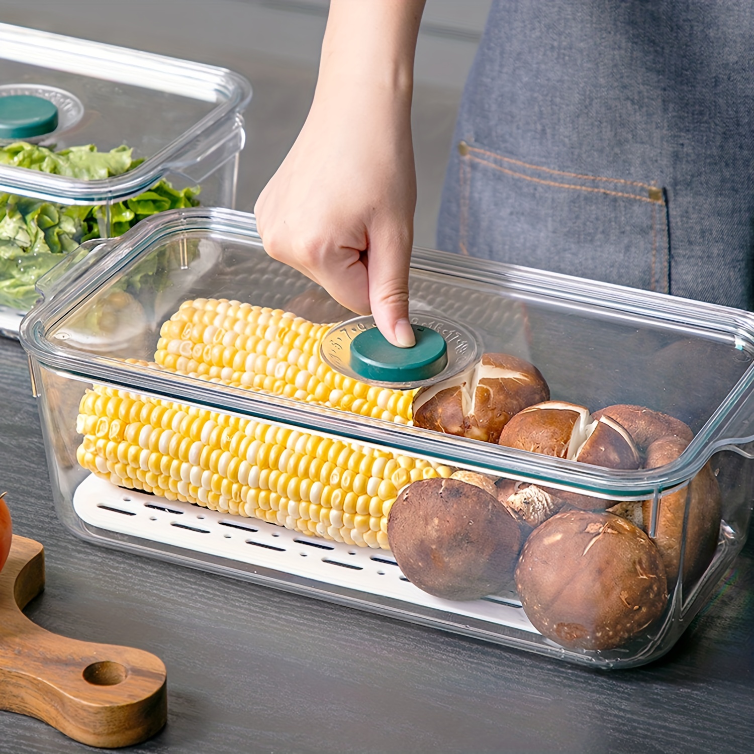 Accesorios de cocina Organizador Caja de almacenamiento de bolas de masa  Caja de refrigerador Caja de congelador de albóndigas de alimentos Blanco