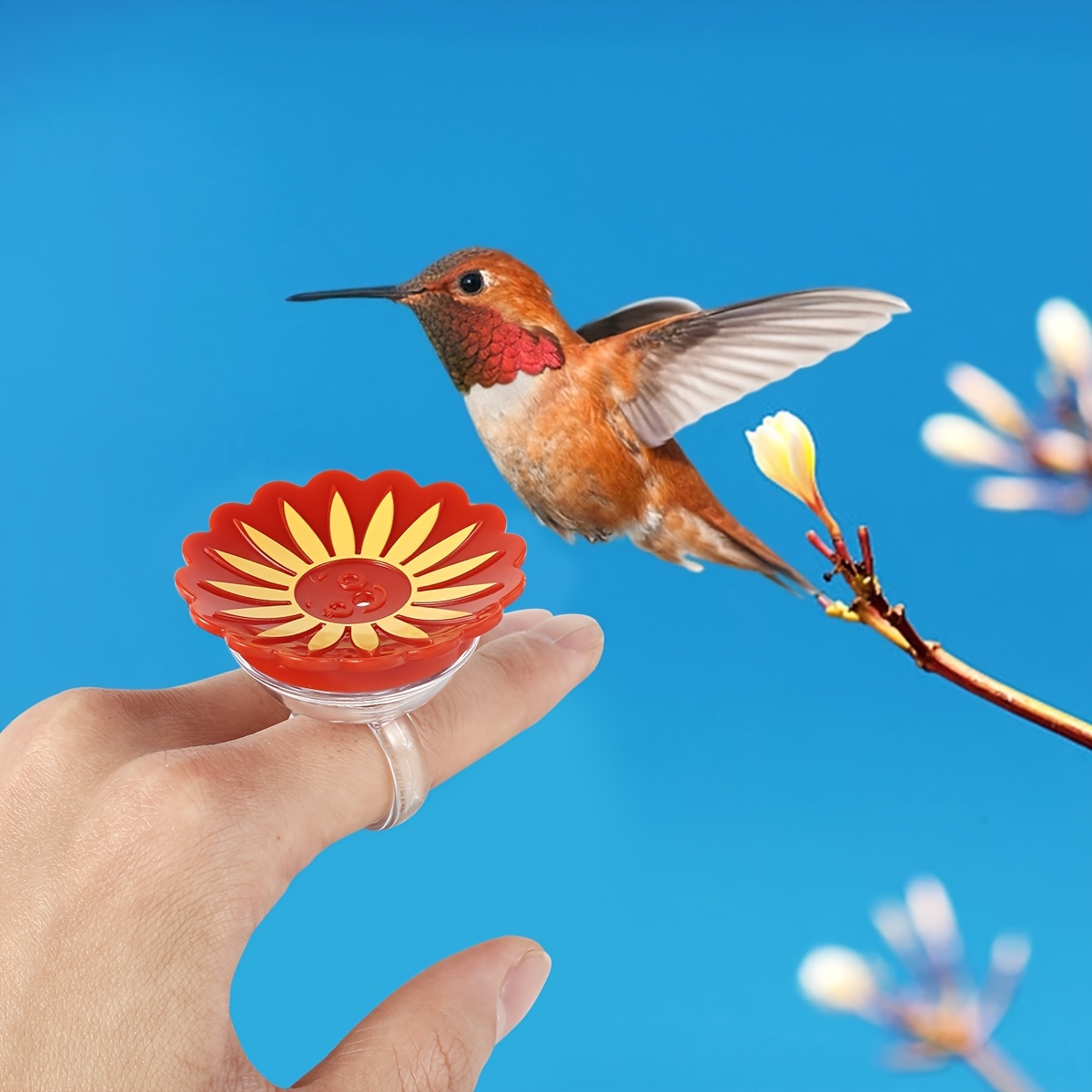 4pcs Portable Flower-Shaped Hummingbird Feeder Handheld Bird Feeder Ring  For Easy Feeding And Attracting Birds