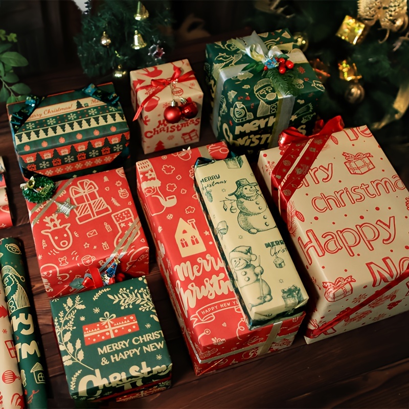 Cross border New Retro Christmas Kraft Paper Packaging Paper - Temu