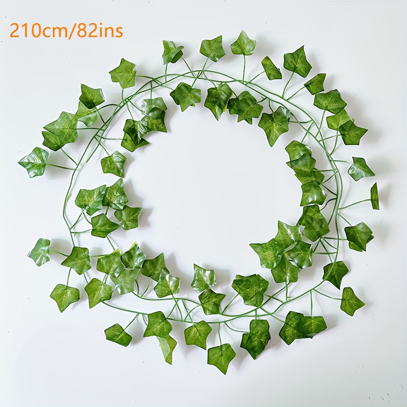 1pc 210 CM Artificial Leaf Vine, Simple Green Polyester Fake Vine Garland  For Home Decoration