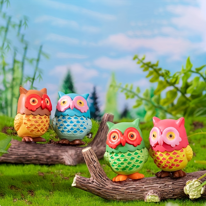 Miniature Color Owl Figurines Creative Diy Micro Landscape - Temu