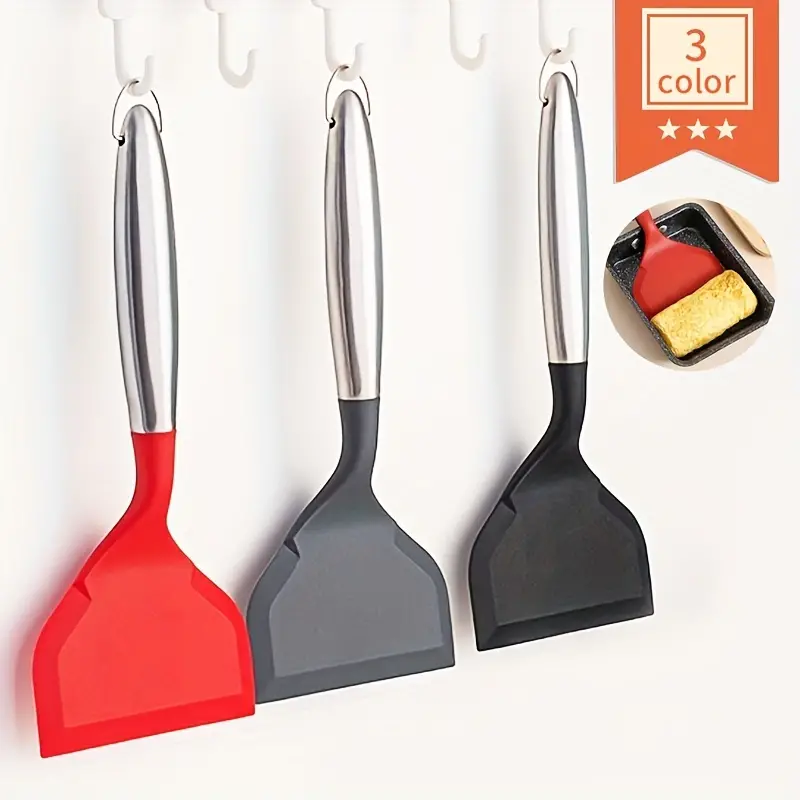 1pc Silicone Turner Stainless Steel Handle Wide Mouth - Temu