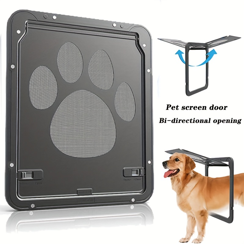 

9.4*11.4inch Pet Screen Door - Magnetic Paw Patterned Sliding Door With Latch - Keeps Mosquitos Out & Allows Dogs & Small Animals To Come & Go