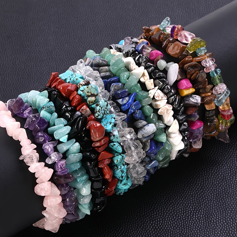 

14pcs Assorted Natural Stone Bracelets For Women - Amethyst, Labradorite, Turquoise & Rose Quartz