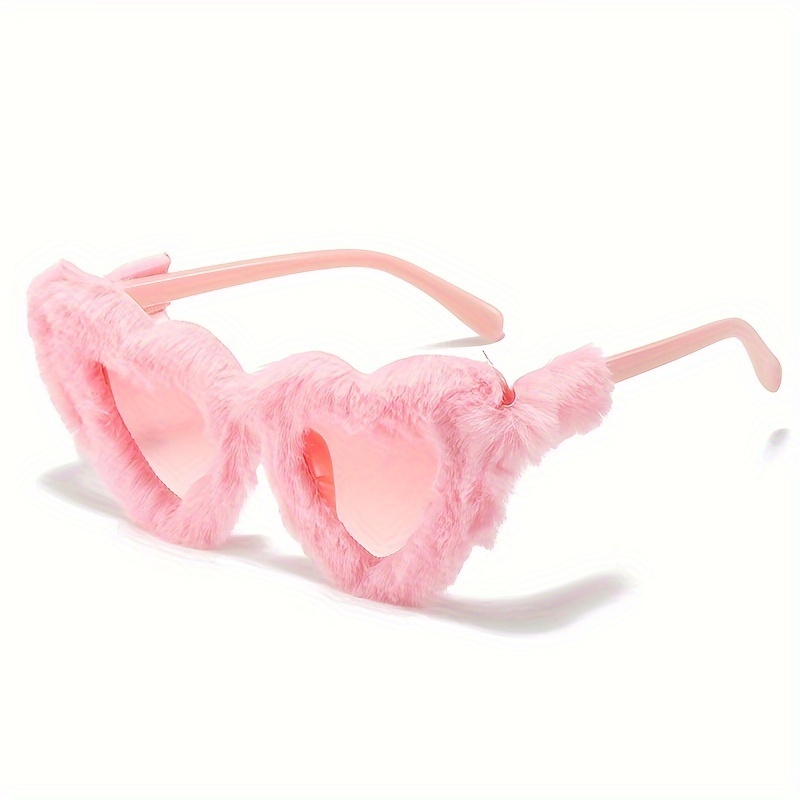 

1pc, Plush Fashion Glasses, Heart-shaped Plush Glasses, Novelty Frames, Suitable For Beach, Prom, Party, Club, For Women For Music Festival