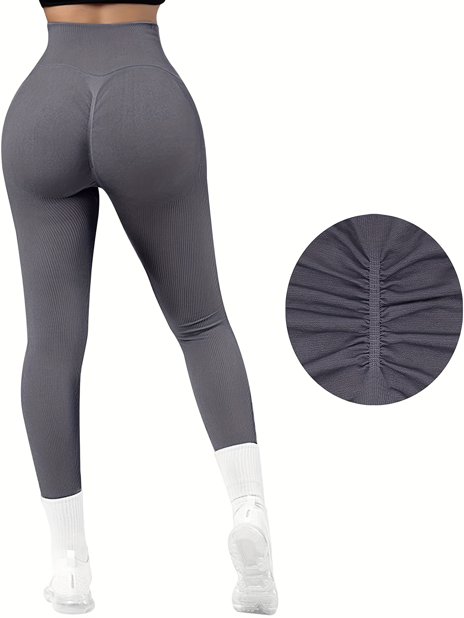 Women Seamless High Waist Tummy Control Yoga Pants Butt Lift Push Up  Leggings Striped Workout Gym Tights Grey, Medium : : Clothing,  Shoes & Accessories