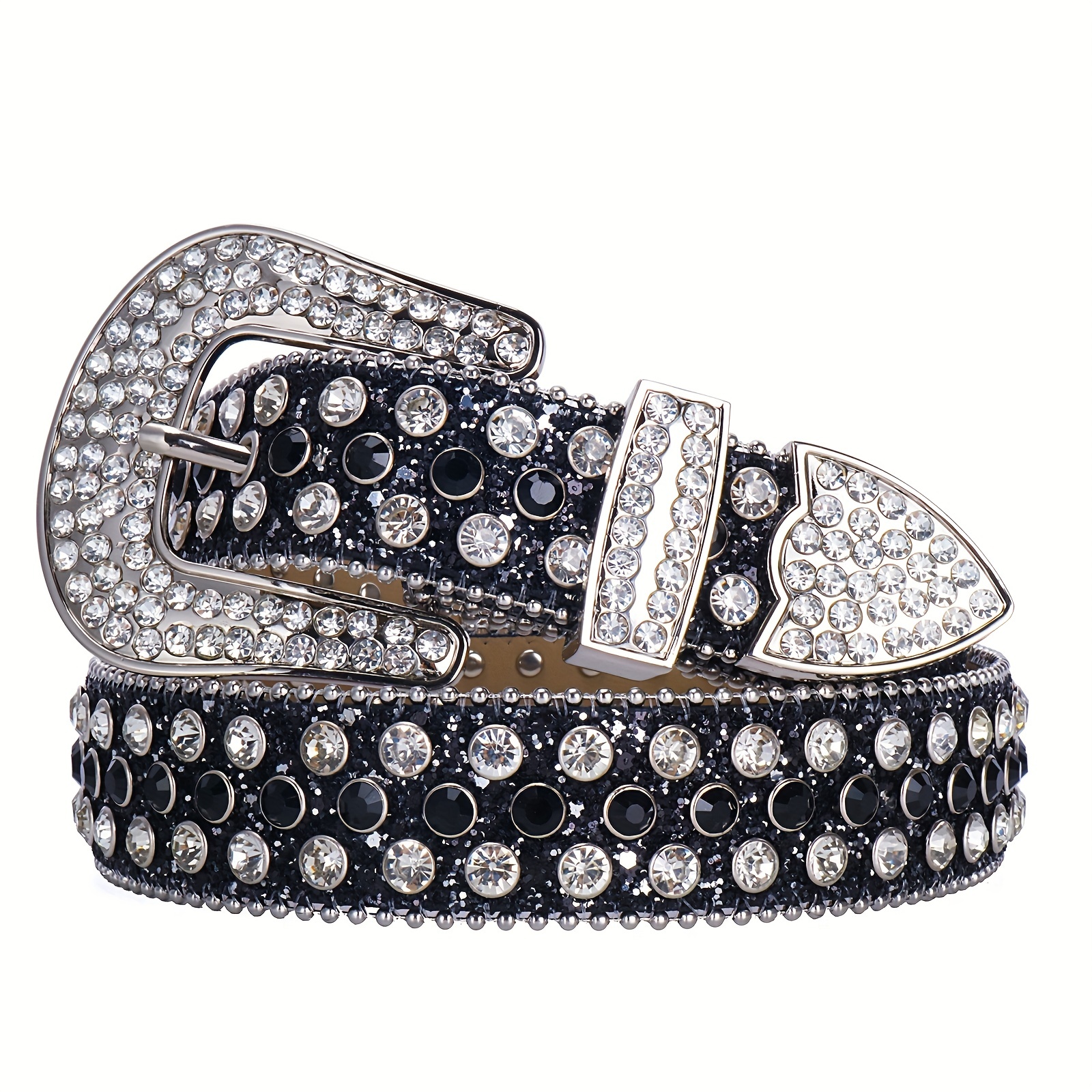 Rhinestone PU Leather Belt for Jeans Dress