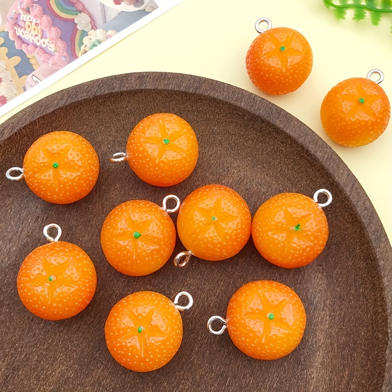 10Pcs/lot Fruit Orange Charms Resin Tangerine Pendants For DIY Kawaii Phone  Keychain Bracelets Jewelry Handmade Craft Making