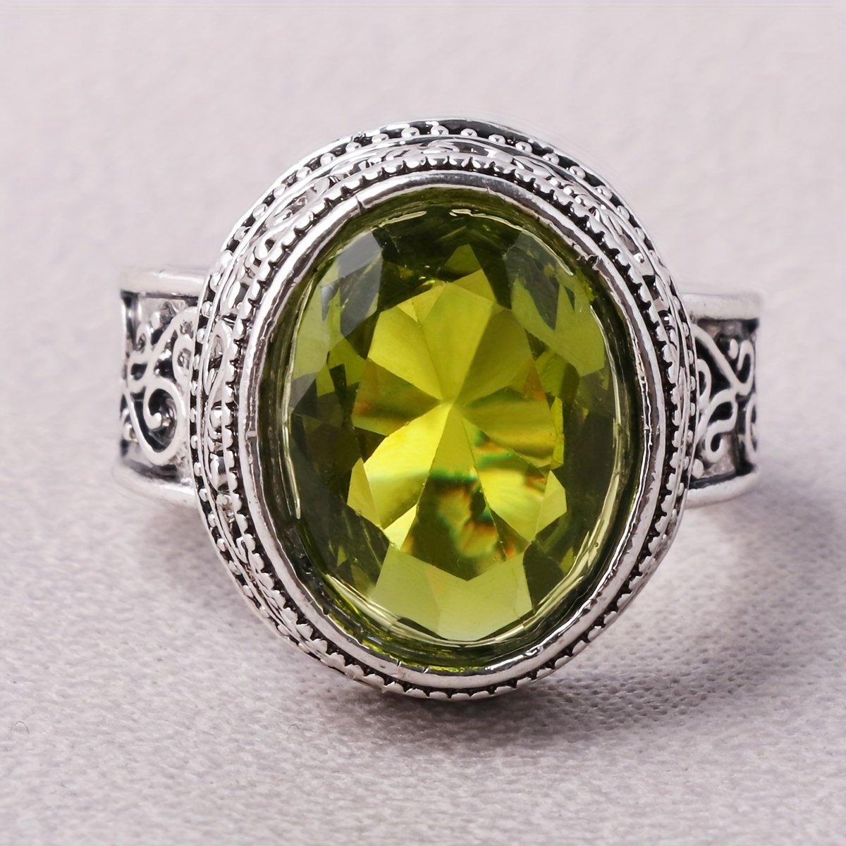 Green Imitation Gemstone Irregular Texture Ring Versatile - Temu United ...