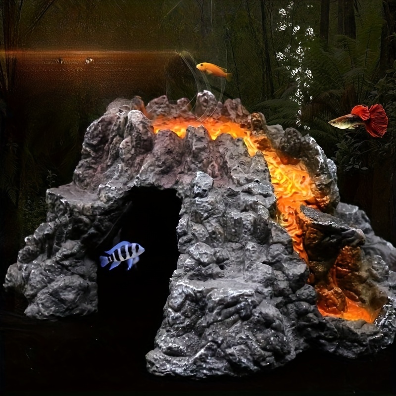 Décoration d'Aquarium Résine Volcan Pompe à Bulle d'air Pierre à Bulles en  Forme de