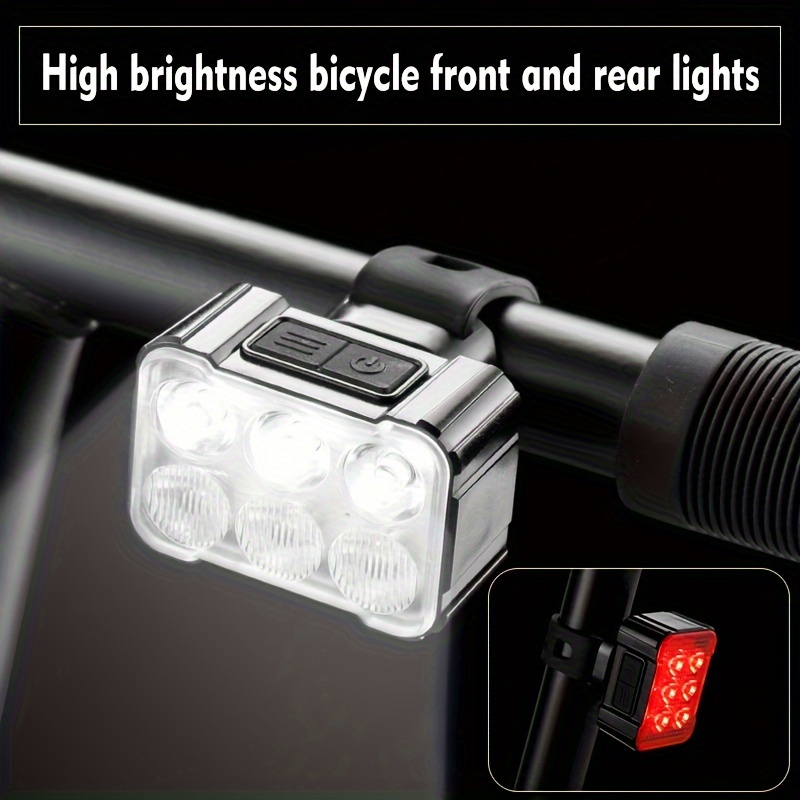 Vont Juego de luces recargables para bicicleta, luz de bicicleta,  instalación instantánea sin herramientas, se adapta a todas las bicicletas,  3 modos