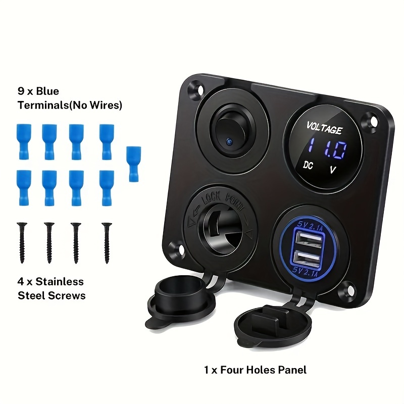 In1 Charging Socket Panel Dual Usb Charging Power Outlet Led Voltmeter  Lighter Rocker Toggle Switch For Truck Car Marine Boats Pin Switch Panel  Temu New Zealand