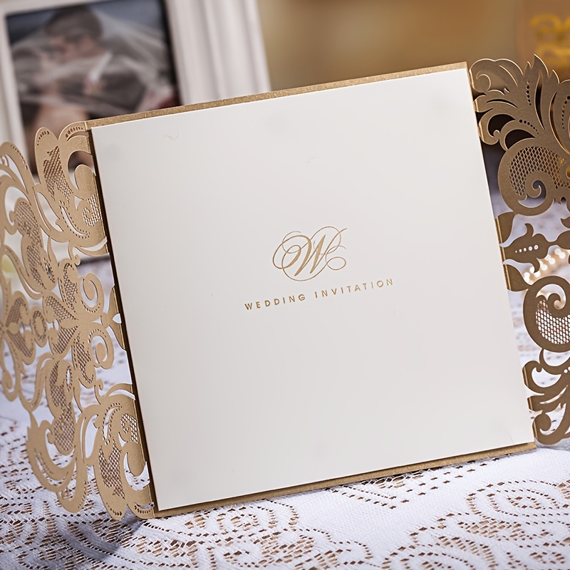  WISHMADE 50Pcs White Laser Cut Invitation Card Stock