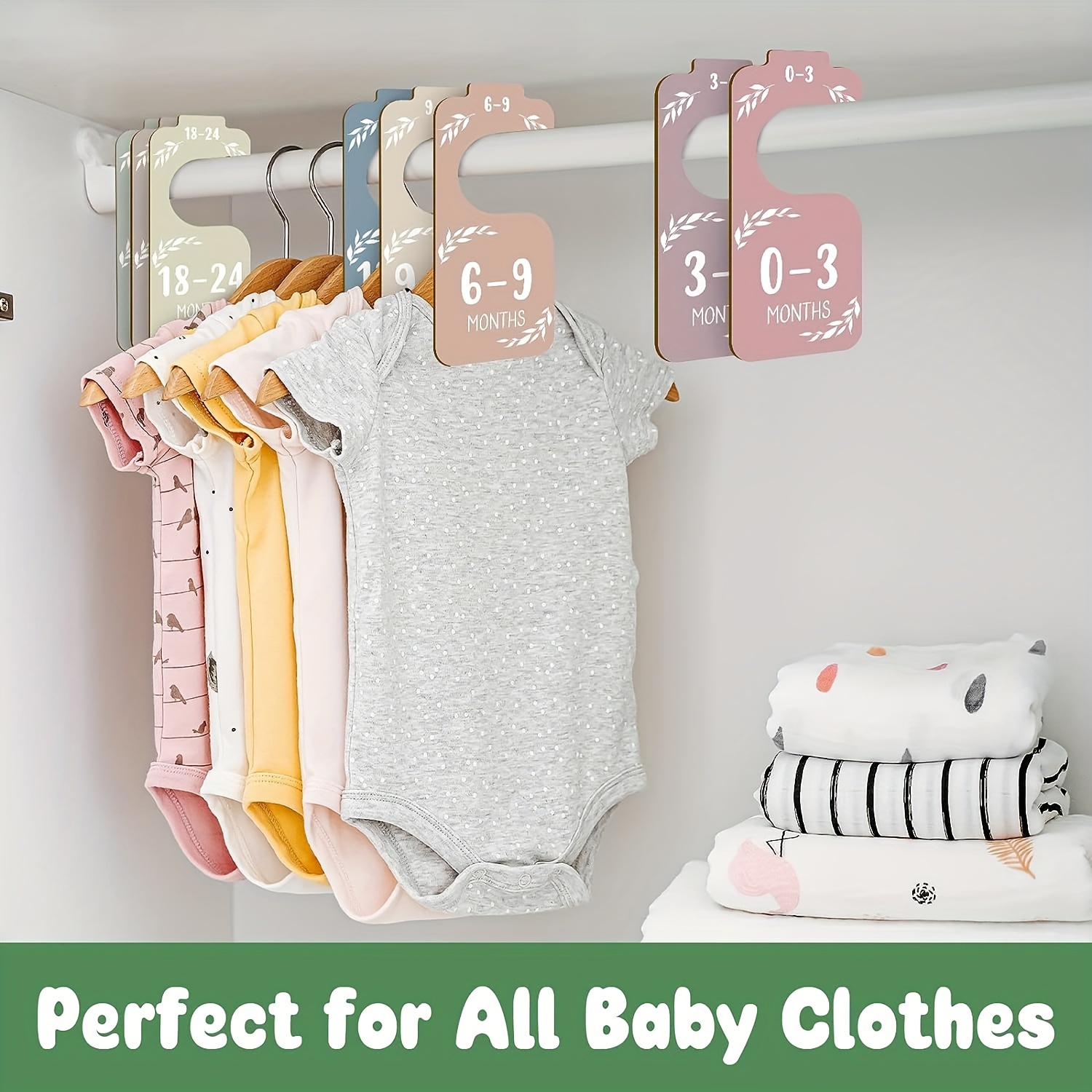 Divisores de madera para armario de bebé, organizador de ropa de bebé,  organizador de armario de bebé colorido de doble cara para decoración de  guarde