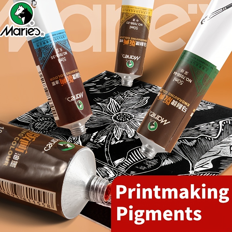 

Marie's Block Printing Ink, 6 Colors In Available, Oil-based Printmaking Ink Art Tools For Linoleum Block, Perfect For Professional, Permanent Prints (50 Ml)