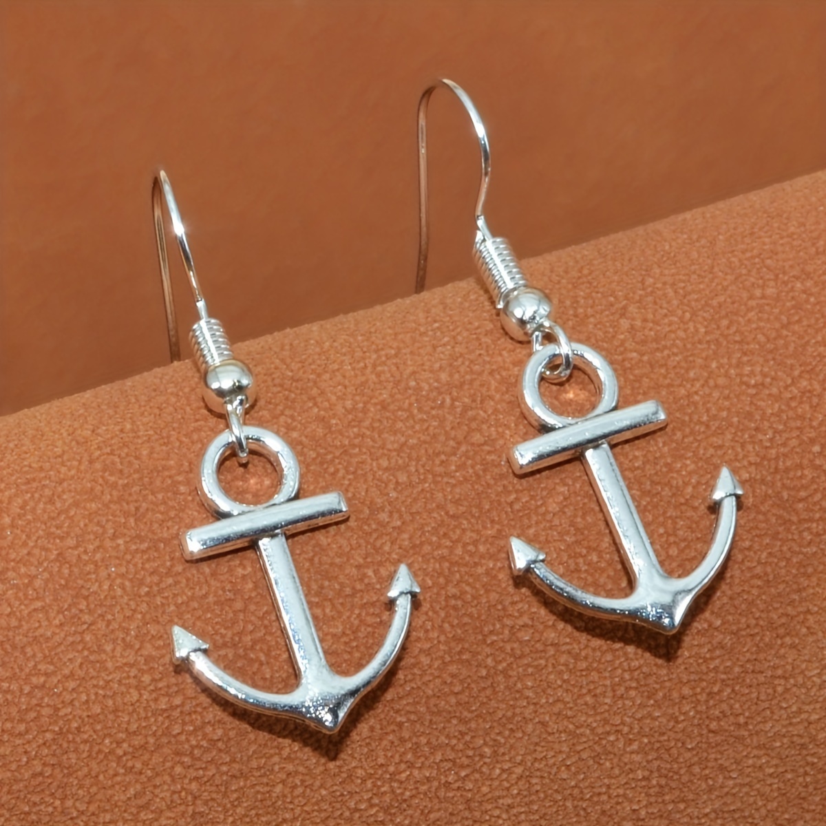 retro silvery anchor shape earrings, a pair of retro silvery anchor shape earrings elegant and fashionable jewelry accessories for women 8