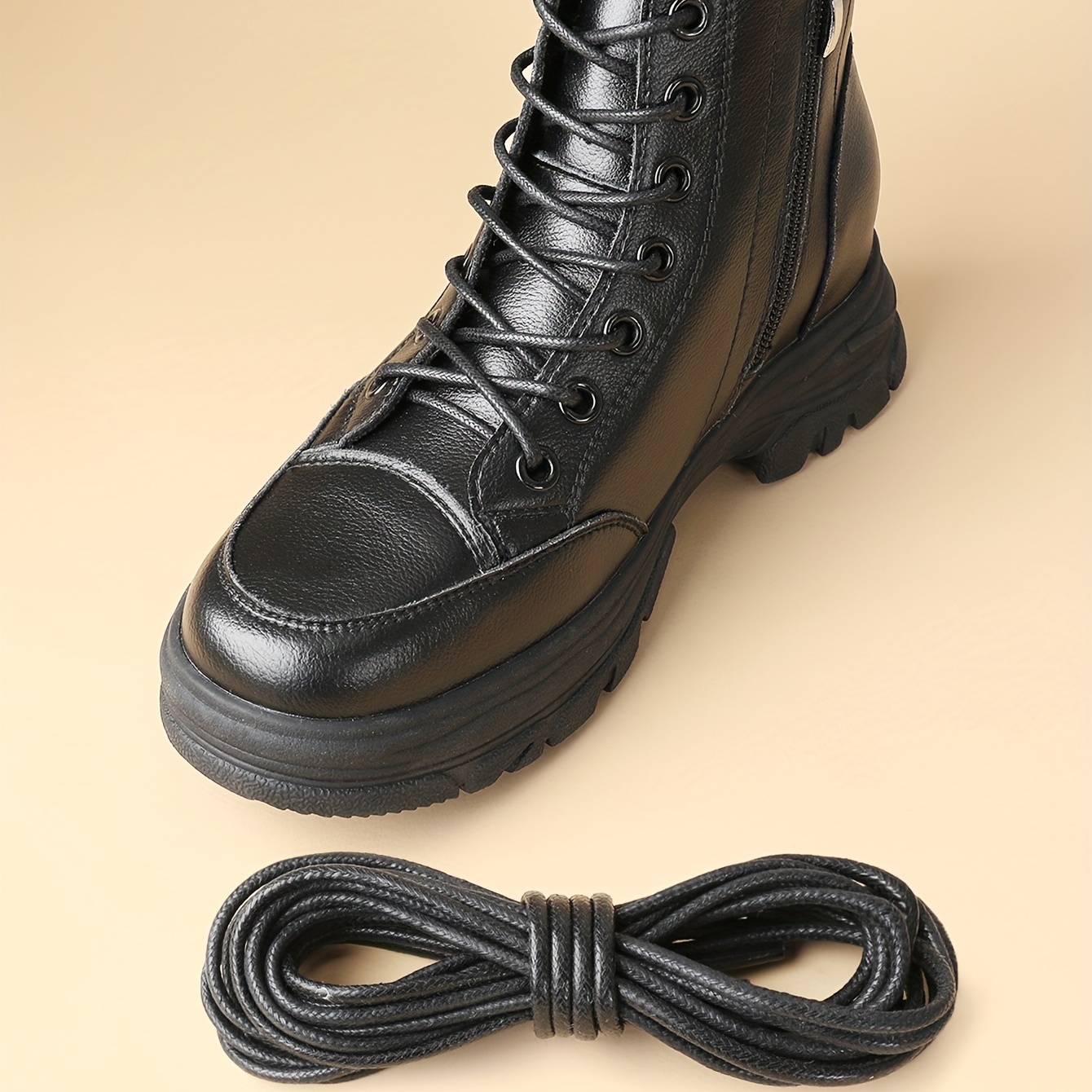 Cotton Waxed Shoelaces Round Oxford Shoe Laces Boots Laces - Temu