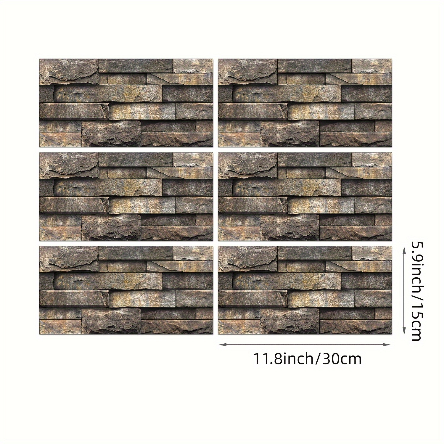 6 12pcs faux stone effect non 3d brick wall tile stickers diy self adhesive waterproof sticky wallpaper kitchen bathroom tile wall art decals home decoration 5 9inch x 11 8inch