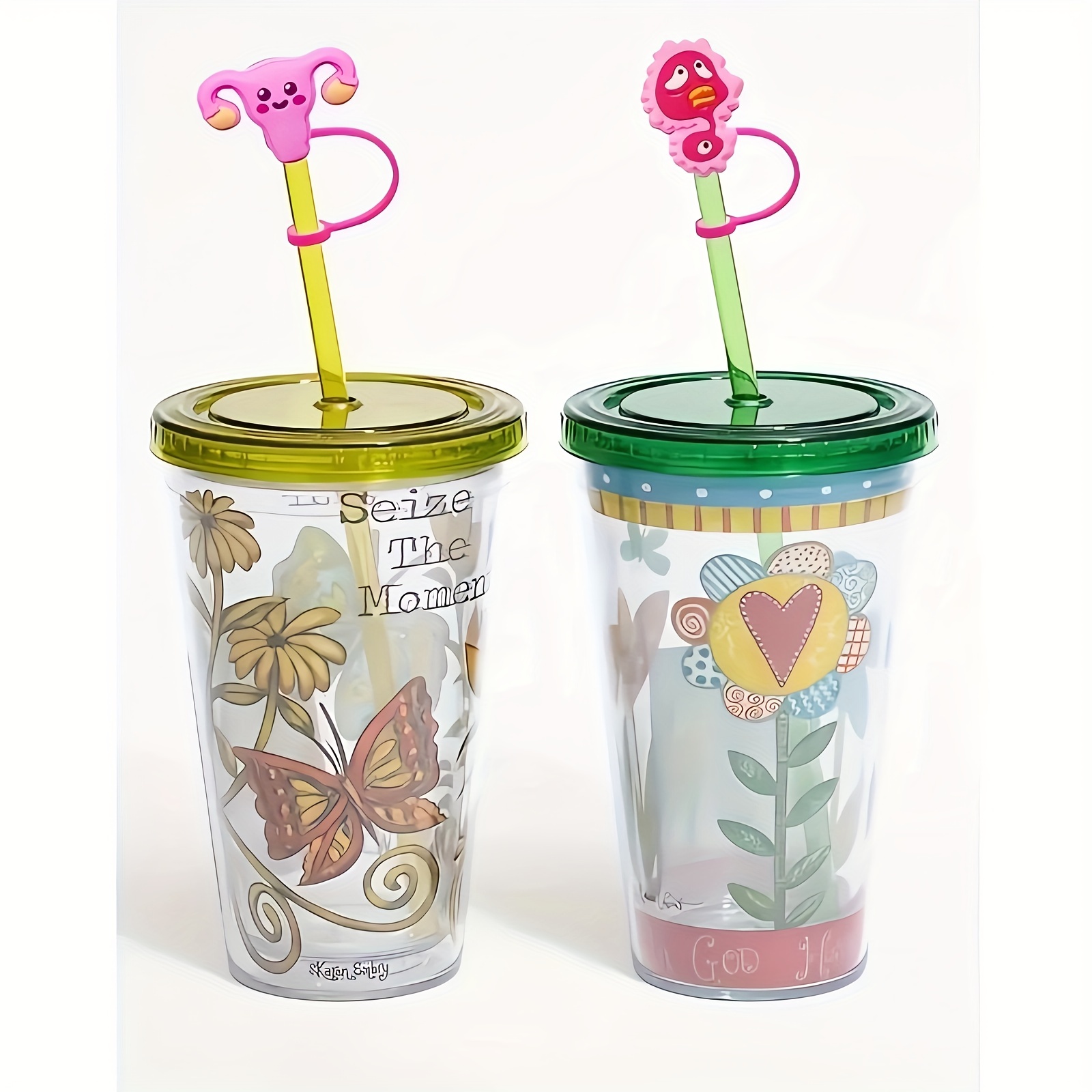 Cartoon Nursing Theme Straw Covers, Reusable Dustproof Silicone Straw , Cup  Accessories - Temu