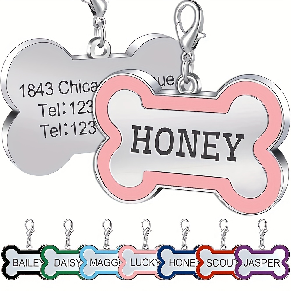 Bone Tag with Paws Personalized Pet Tag – Dog Collar Fancy