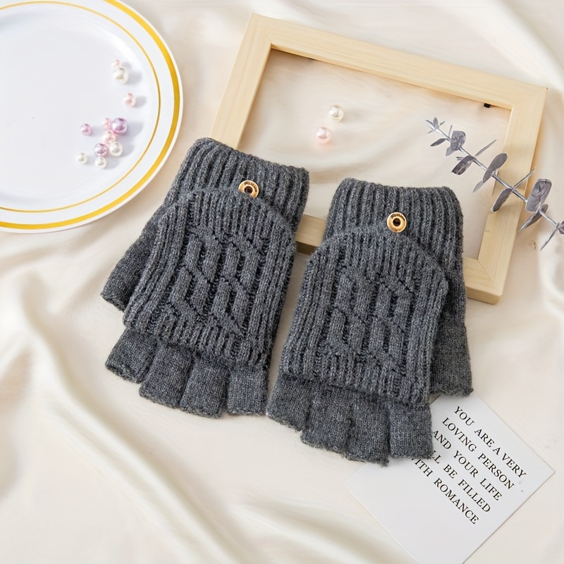 Men Fingerless Gloves, Grey, Men Cable Gloves, Grey Gloves, Men