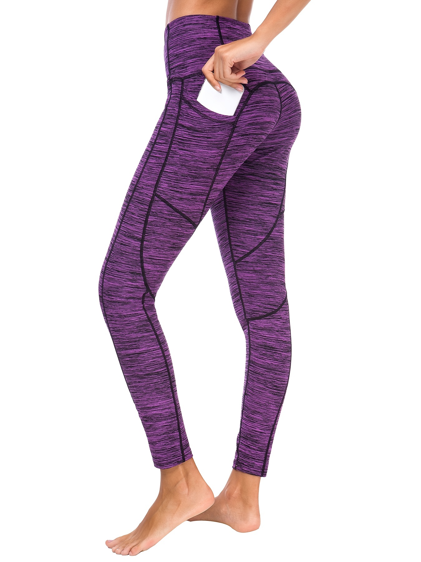 Leggings de yoga con costuras de color s lido pantalones hasta