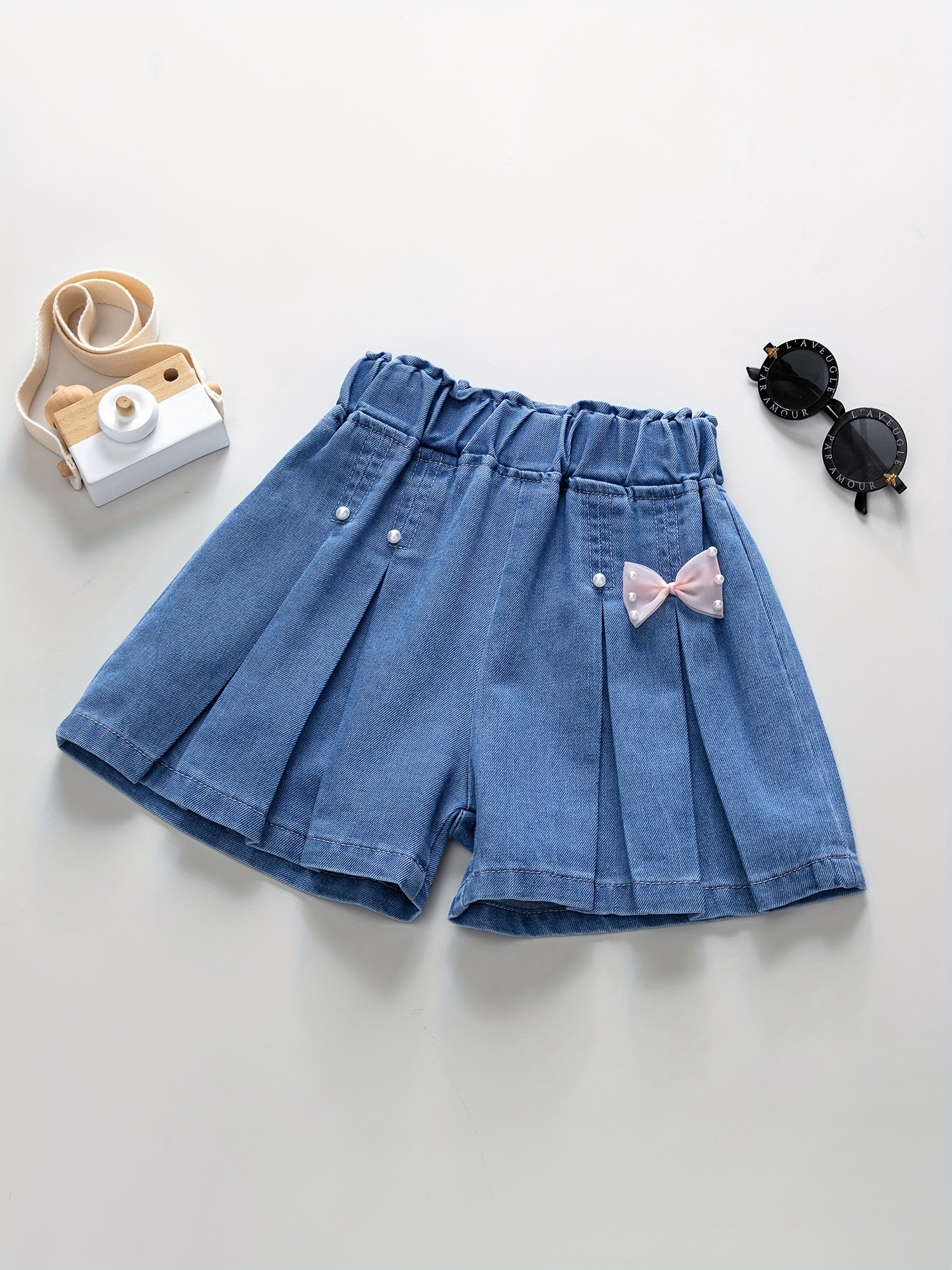 Girls' Denim Elastic Waist Shorts