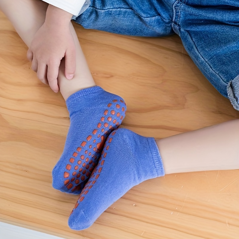 6 Pairs Solid Non-Slip Floor Socks for Kids & Adults - Trampoline Socks