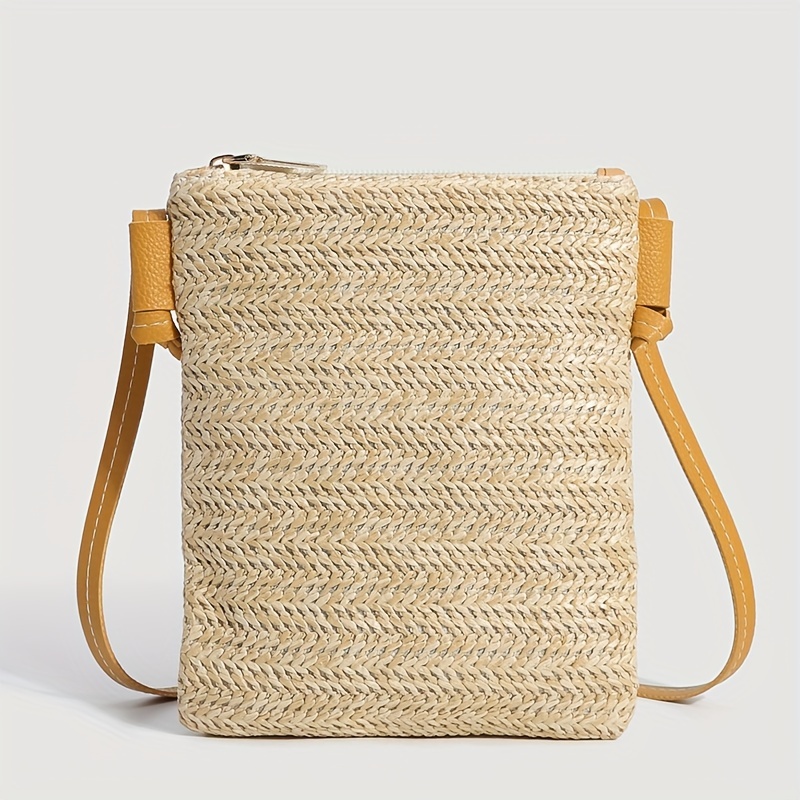 Straw Square Shoulder Bag Crossbody Bohemian Bag