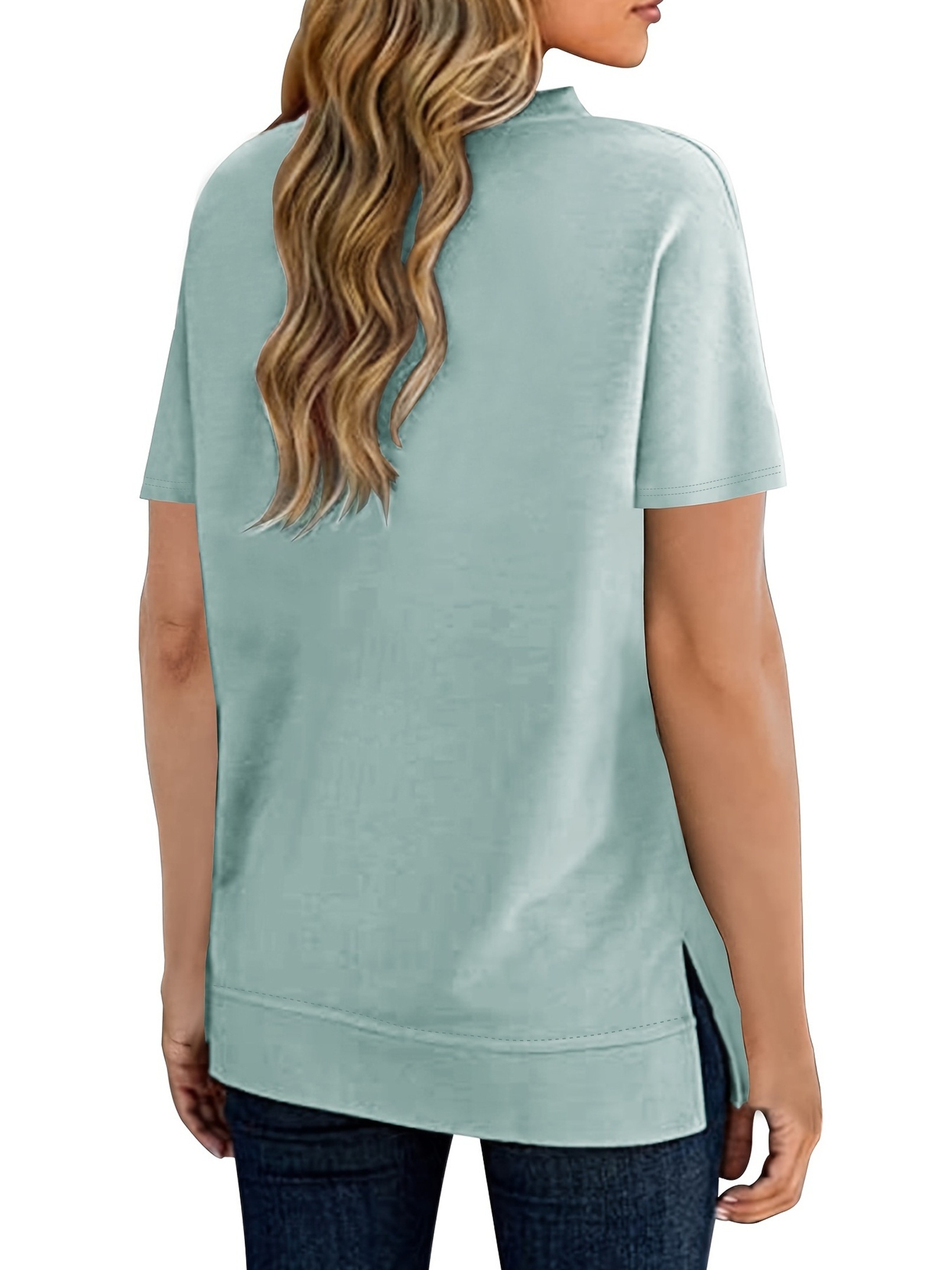 Women Short Sleeve T Shirt Women's T Shirt Lace Cut Out Plain Daily Half  Sleeve V Neck Basic Regular Top Blank Women Mint Green at  Women's  Clothing store