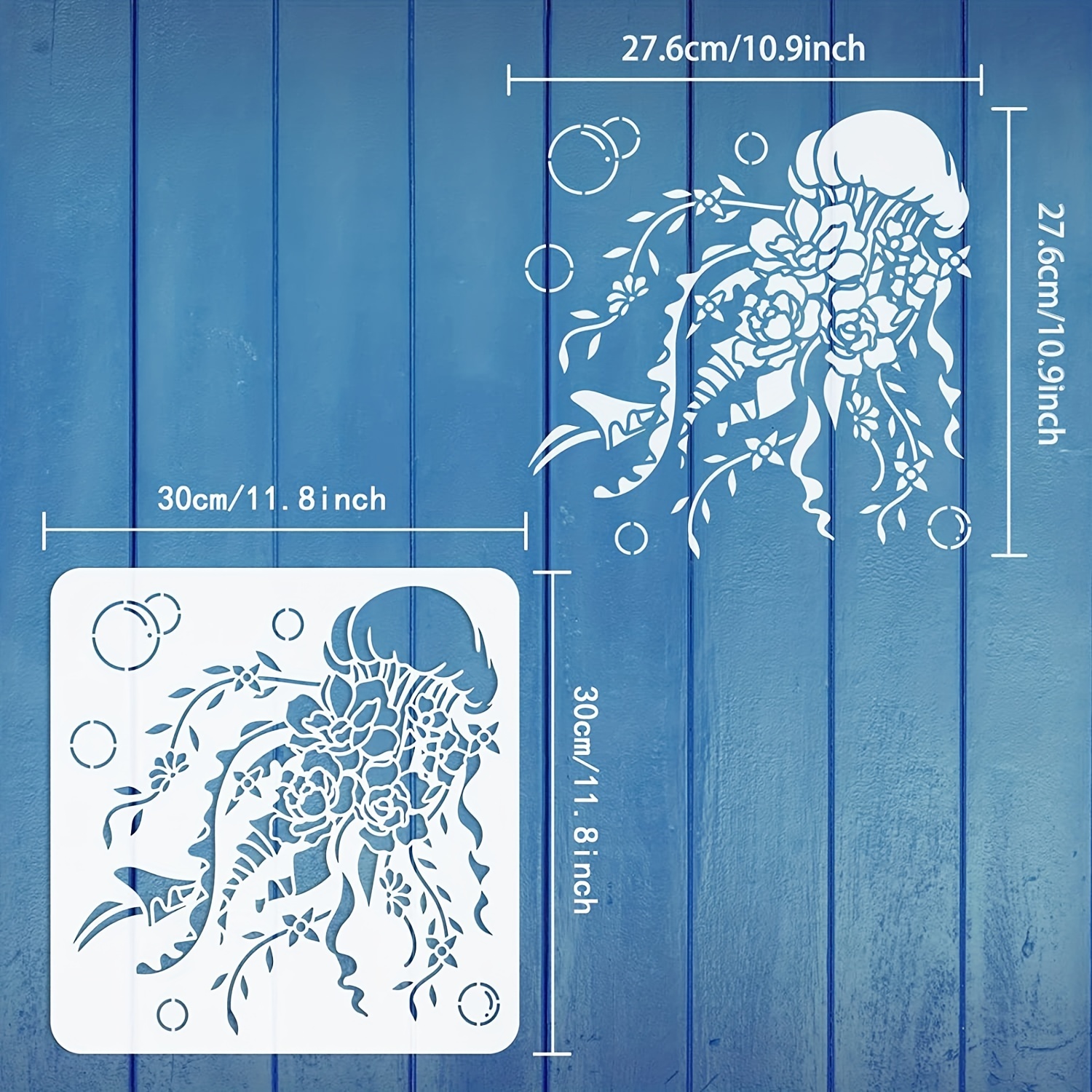 Jellyfish Flowers Painting Stencil Hollow Out Vines Leaves Craft ...