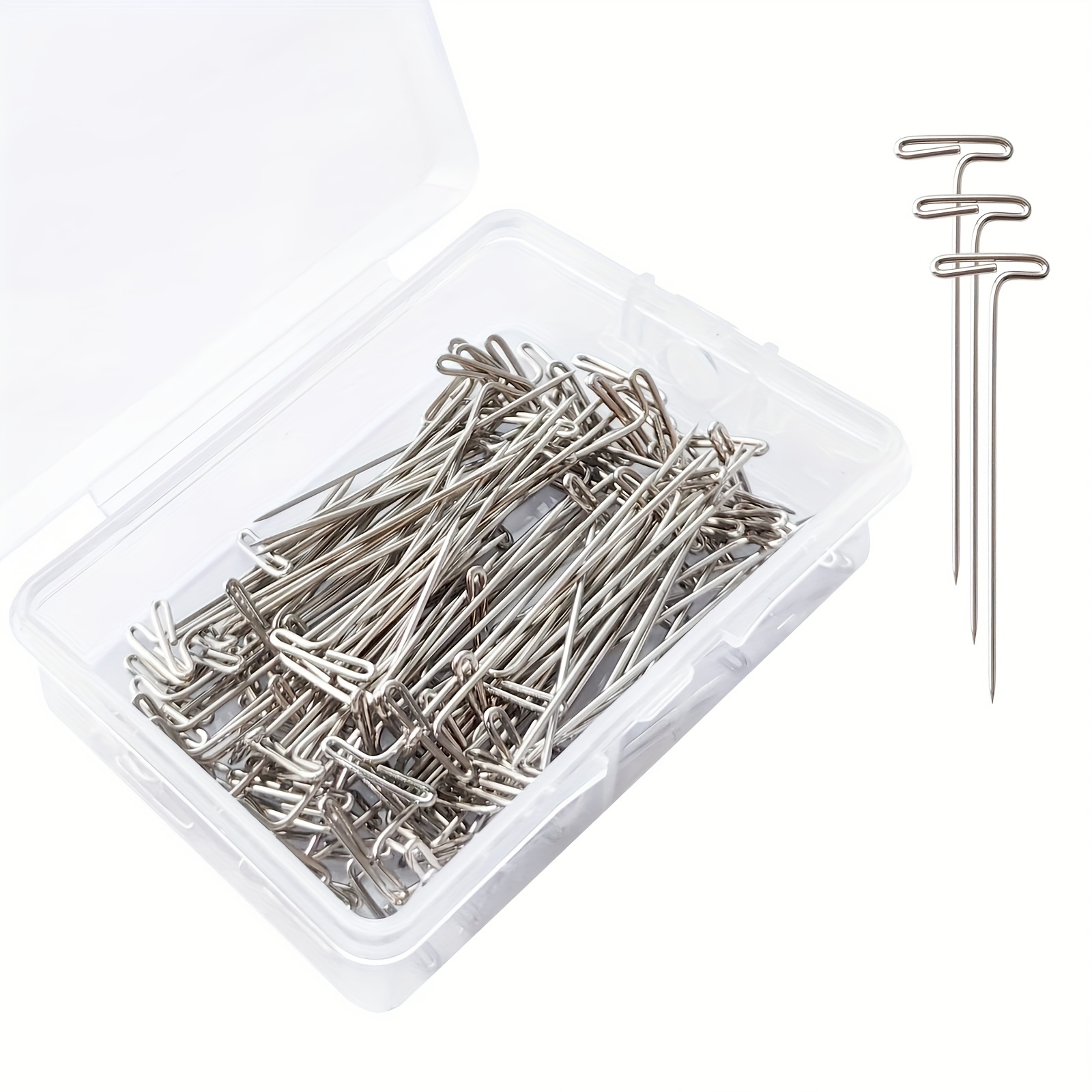 100pcs 1 Inch T-Pins, Stainless Blocking Pin Needles for Knitting, Silver