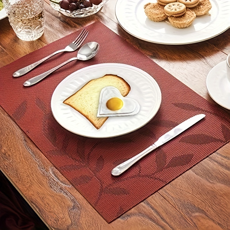 Placemats Set of 6, Red Vinyl Placemat for Dining Table, Home
