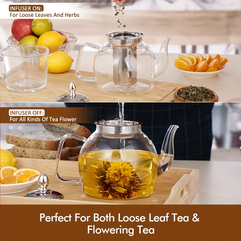 Théière en verre avec passoire à thé perfect, bouilloire à thé